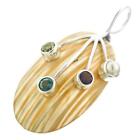 Mother Of Pearl Turbo Shell And Mixed Gems Sterling Silver Pendant, 1 3/4&quot;
