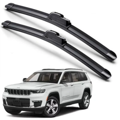For 2022-2024 Jeep Grand Cherokee Windshield Wiper Blades J-HOOK Hybrid Silicone - Image 1 of 4