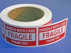 500 FRAGILE HANDLE WITH CARE Sticker Labels 3 x 2 inch #FRAGILE32R - Bild 1 von 7
