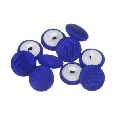 10pcs Fabric Cloth Covered Button 15mm Round Plastic Sewing Buttons, Deep Blue - Image 1 of 4