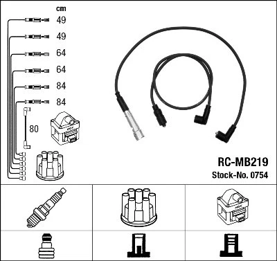 0754 NGK Ignition Cable Kit for MERCEDES-BENZ - Image 1 of 2