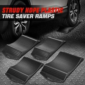 For Flat Spot and Flat Tire Black Premium Portable Tire Saver Travel Ramps 4Pcs - Picture 1 of 6