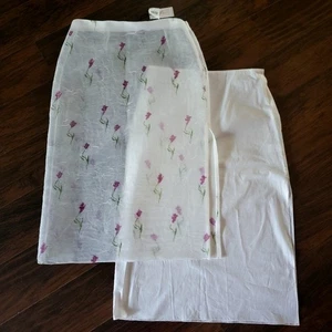NWT Marina Moscone Ivory White Sheer Tubino Floral Print Midi Skirt Size 10 - Bild 1 von 10