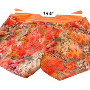 Athleta Girl Run the World 3" Shorts with Orange floral pattern Size XXL/T16 - Picture 1 of 10
