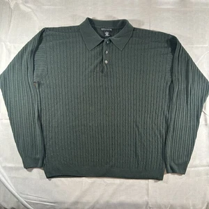 Vtg Green Consensus Mens Long Sleeve Pullover Crew XL Knit Chunky Fisherman Y2K - Picture 1 of 14