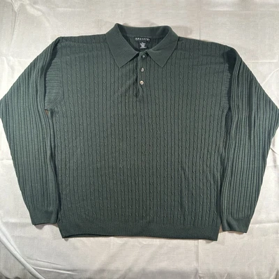 Vtg Green Consensus Mens Long Sleeve Pullover Crew XL Knit Chunky Fisherman Y2K - Image 1 of 4
