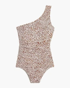 J. Crew Women's Swimsuit Size 2X One Shoulder Ruched Animal Print Cheetah EUC - Picture 1 of 7