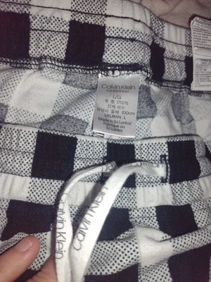 Calvin Klein Black And White Buffalo Check Soft Fleece Pajama Pants Drawstring - Image 1 of 2