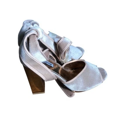 Cape Robbin Champagne Correa de Tobillo Terciopelo Bloque Tacón Zapatos Talla 6.5M NUEVO Foto 1 de 4