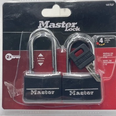 Master Lock 141TLF 2 Pack Keyed alike 1-1/2" Shackle 1 Key Padlock - Image 1 of 2