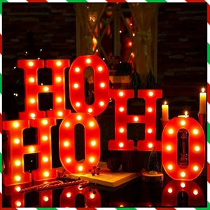 Christmas Decorative Lights - 6pcs HOHOHO Red Signal Light for Christmas Bedroom - Picture 1 of 13
