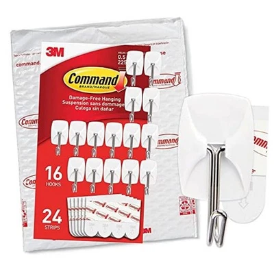  Ganchos de palanca de alambre pequeños y 24 tiras, pared colgante sin daños 16 ganchos Foto 1 de 4