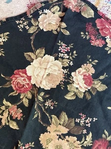 4 überbackene Volants schwarz rosa weiß Rosen Blumen Stabtasche 33"X29" Baumwolle - Bild 1 von 6