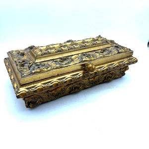 Vintage The Bombay Company verzierte gold vergoldet dekorative Schmuckschatulle rechteckig - Bild 1 von 6