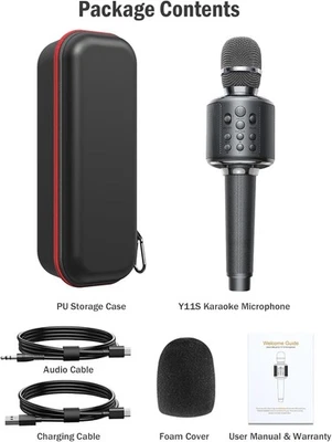 Wireless Bluetooth Karaoke Microphone, Built-in Loud Speaker , Singing, SILVER - Image 1 of 4