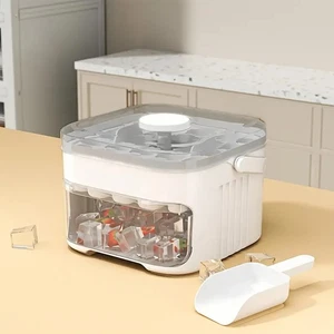 Cubitos de hielo Bandeja Caja Tapa Molde Contenedor de almacenamiento Comunicado de prensa Diseño Cuchara - Imagen 1 de 11