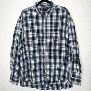 Roper Button Down Shirt Green Blue Multi Color Plaid Shirt Men's size LG cotton - Picture 1 of 15