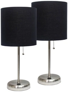 LimeLights 19 1/2" Steel and Black Shade USB Accent Lamps Set of 2 - Picture 1 of 1