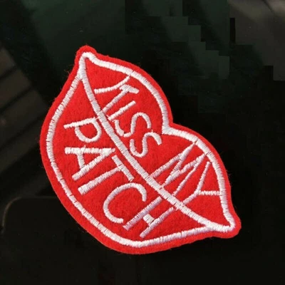 Kiss Applique Sewing Funny Red DIY Lips Edgy Comedy My Iron Embroidery on Patch - Image 1 of 4