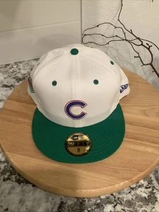 Sombrero Chicago Cubs Verde/Blanco Retro Ajustado Auténtico New Era 59fifty Talla 8 - Imagen 1 de 5