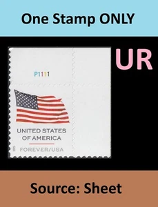 US 6016 Flag F plate single UR (from sheet) MNH 2025 - Picture 1 of 3