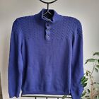 Ted Baker Mens Jumper Chunky knit Pullover 1/4 Button Neck Blue  Size Xs To S 