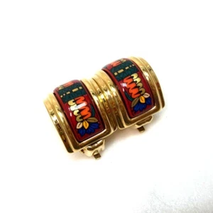 HERMES Enamel Earrings Cloisonne / Gold Plated Red/Gold - Bild 1 von 4