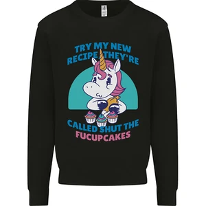Shut the Fuckupcakes Offensive Funny Unicorn Kids Sweatshirt Jumper - Picture 1 of 92