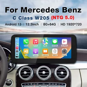 12.3" Android13 Screen CarPlay Headunit for Mercedes Benz C GLC 2014-2018 W205 - Picture 1 of 12