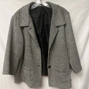 Chevron Black And White Dollhouse 3/4 Sleeve Wool Jacket Size 1X - Picture 1 of 5