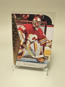 2023-24 UD Series 1 Dustin Wolf GOLD RETRO Die-Cut SP Rookie Card No. RDT-8