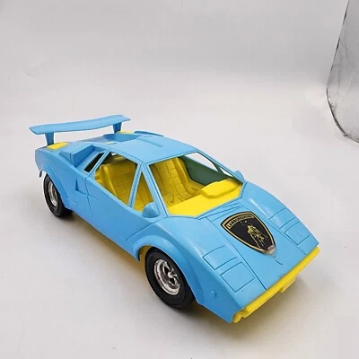Vintage 80's Lamborghini Countach Tootsie Toys Plastic Car Blue Free Shipping - Image 1 of 4