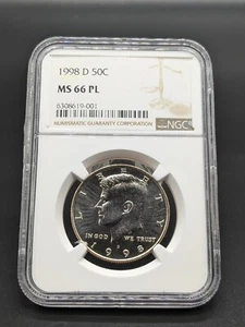 1998 D Kennedy Half Dollar NGC MS 66 PL - Free Shipping! - Picture 1 of 7