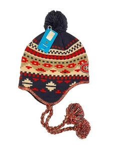 REEBOK MONTREAL CANADIENS WOMENS TASSEL POM KNIT BEANIE HAT CAP OSFA - Picture 1 of 6