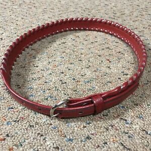 Justin Womens Red Silver Laced Western Belt 30"  Top Grain Cowhide Leather 3055R