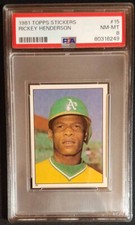 1981 Topps Stickers #15 Rickey Henderson Oakland Athletics (HOF) PSA 8 NM-MINT