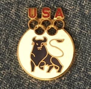 Alfiler olímpico Merrill Lynch 1988 ~ equipo de EE. UU. ~ 5 anillos ~ Cloisonne de HoHo Nueva York - Imagen 1 de 1
