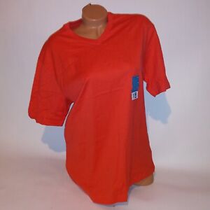 Basic Editions T Shirt Mens Medium Orange Solid V Neck Short Sleeve New