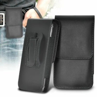 Black✔Quality Leather Excellent Protection Vertical Belt Phone Pouch Case - Image 1 of 2