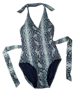 VINCE CAMUTO One Piece Belt Swimsuit Size 6 Blue Snakeskin Print V06704 ($124) - Picture 1 of 11