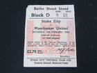 1979-80 Div 1 Stoke City V Manchester United Ticket Stub
