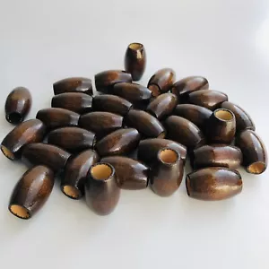 50X Large Wooden Macrame Beads 30x20mm Brown Wood Beads Big 10mm Hole Wholesale - Bild 1 von 12