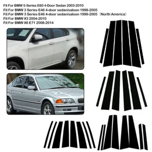 6-8pcs Pillar Posts Window Trims Door Side Covers Stickers Decal Fits For BMW - Picture 1 of 23
