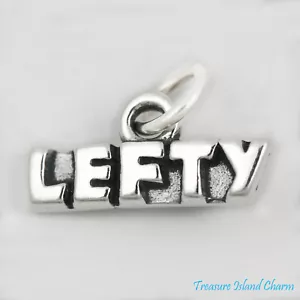Lefty Left-Handed 925 Solid Sterling Silver Charm Pendant Left Hand MADE IN USA - Picture 1 of 4
