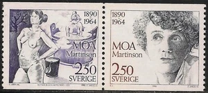 Suecia #1950a (A558) en estado bastante bueno par MNH - 1990 2,50 k a 2,50 k Moa Martinson, autor - Imagen 1 de 1