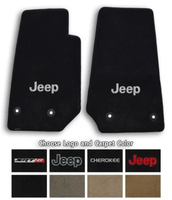 Jeep Cherokee Velourtex Carpet 2pc Front Floor Mat Set - Choose Color & Logo - Image 1 of 4