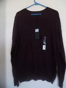 Mark Anthony Luxury Collection Berry Red Men's Cashmere Blend Sweater Size Large - Picture 1 of 3