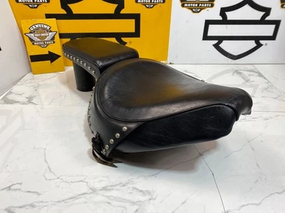 OEM Original 84-99 Harley Fatboy Softail Solo/Passenger Pillion Seat Leather - Image 1 of 4