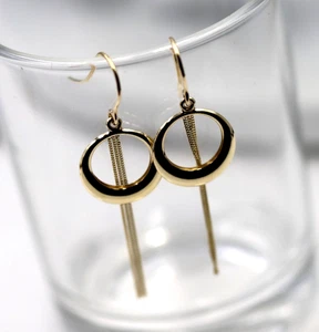 9ct 9k 375 Yellow Gold Graduated Open Circle with Chain Drops Earrings-Free Post - Bild 1 von 7