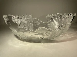Mikasa Crystal Christmas Poinsettia 11.25" Oval Serving Bowl Vintage Germany - Picture 1 of 24